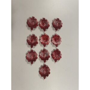 Vintage Lot Girl's Hair Clips Barettes Flowers Red White Ombré Plastic 90's Y2K